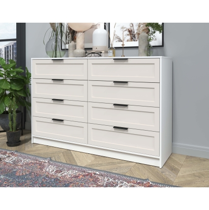 Kомод Тренд КТ-К157 (Белый платинум ЛДСП/ Кашемир ЛМДФ) Ш1565 В1020 Г451